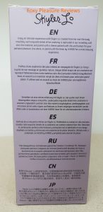 Third face of the packaging showing descriptions in seven languages
