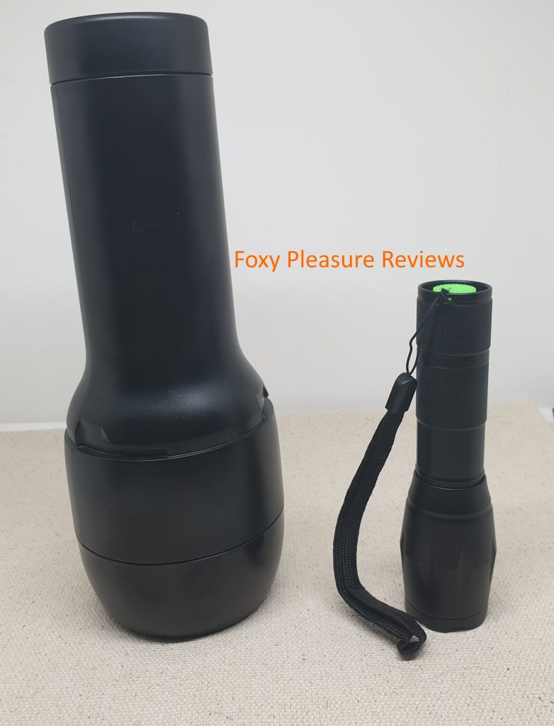 Comparison of FeelStroker Extra Tight Butt case with a torch light