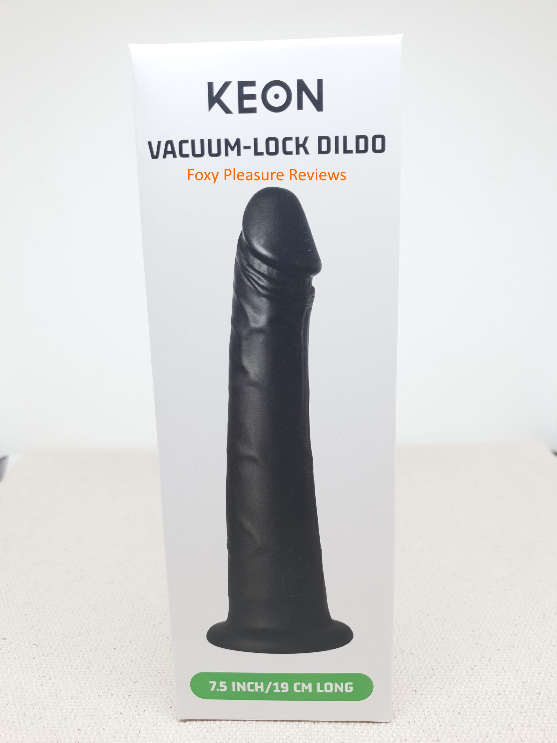 Front view of the Kiiroo's Vacuum Lock Dildo package