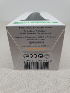 Bottom view of the Kiiroo's Vacuum Lock Dildo package