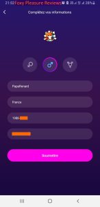 Account creation screen