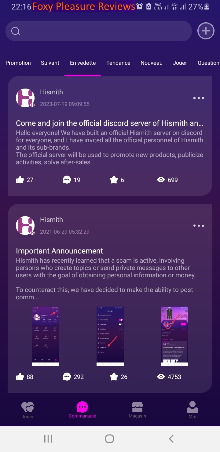 Community tab on the app