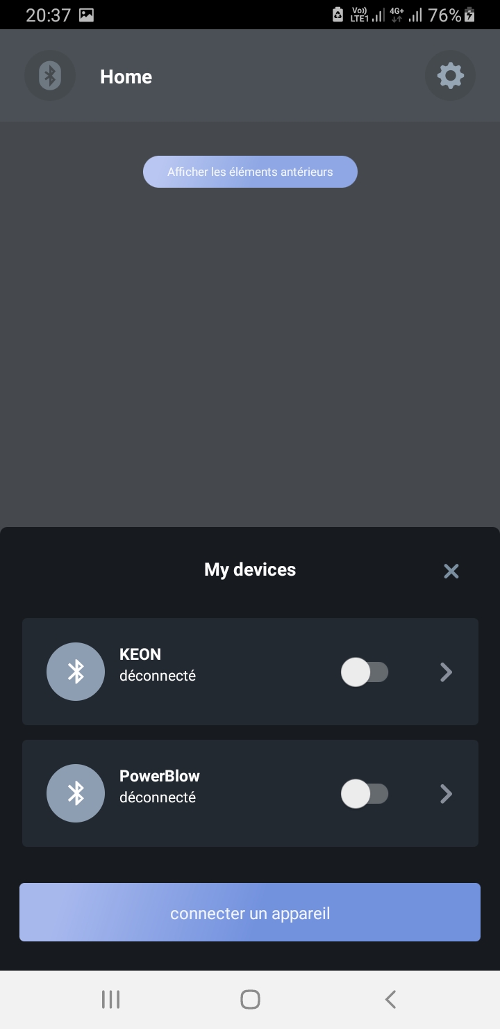 Listing device saved in FeelConnect 3 app