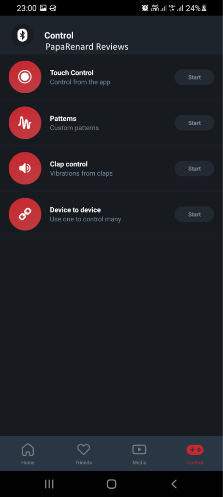 Control pannel in FeelConnect