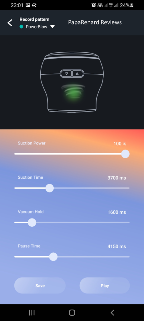 Recording new pattern for the PowerBlow from FeelConnect