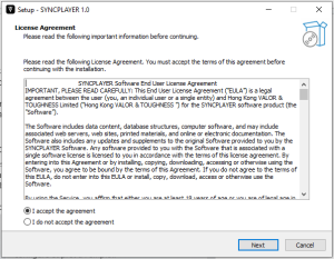 Syncplayer installation TOS aggreement